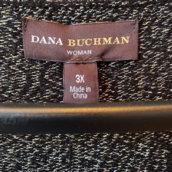 BLACK METALLIC WITH SEQUINS CARDIGAN SIZE 3X by DANA BUCHMAN NWT - Picture 6 of 8